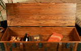 Table basse de campagne coffre en bois ancien 120x41cm