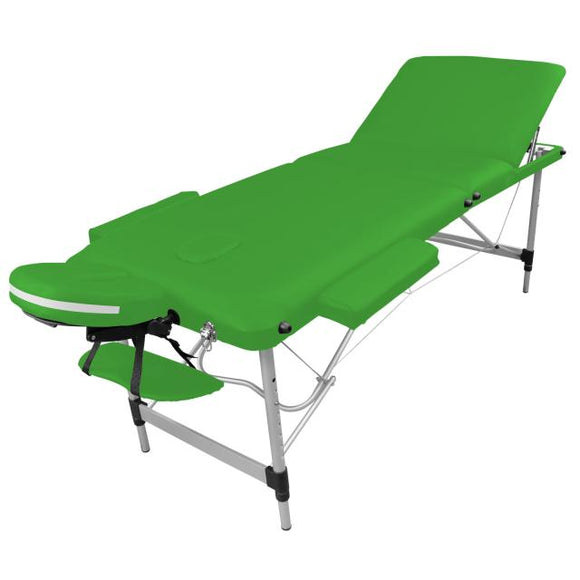 Table pliante de massage verte 3 zones en aluminium