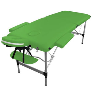 Table pliante de massage verte 2 zones en aluminium