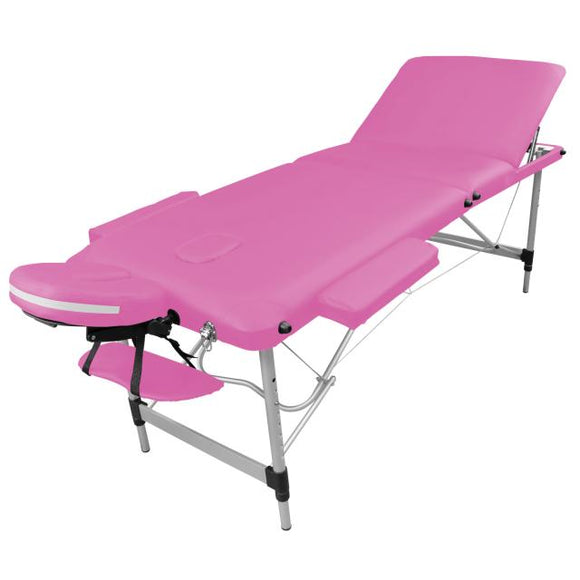Table pliante de massage rose 3 zones en aluminium