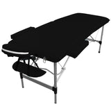 Table pliante de massage noire 2 zones en aluminium