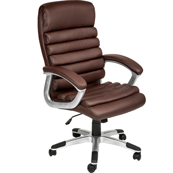 Chaise de bureau marron simili cuir