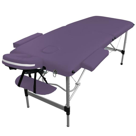 Table pliante de massage violette 2 zones en aluminium