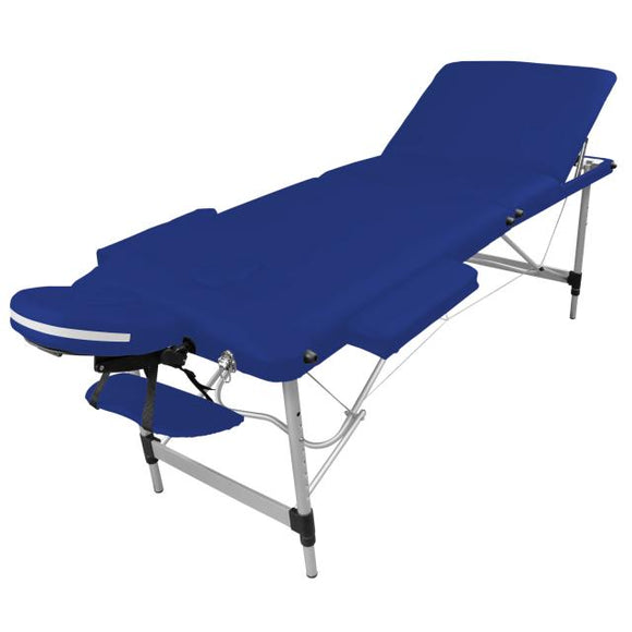Table pliante de massage bleu azur 3 zones en aluminium