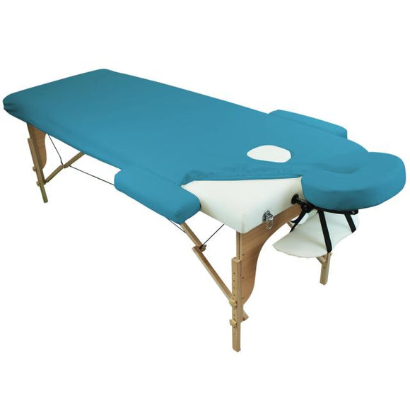 Drap housse en éponge pour table de massage bleu turquoise