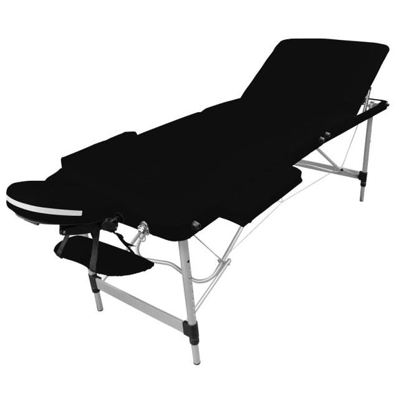 Table pliante de massage noire 3 zones en aluminium