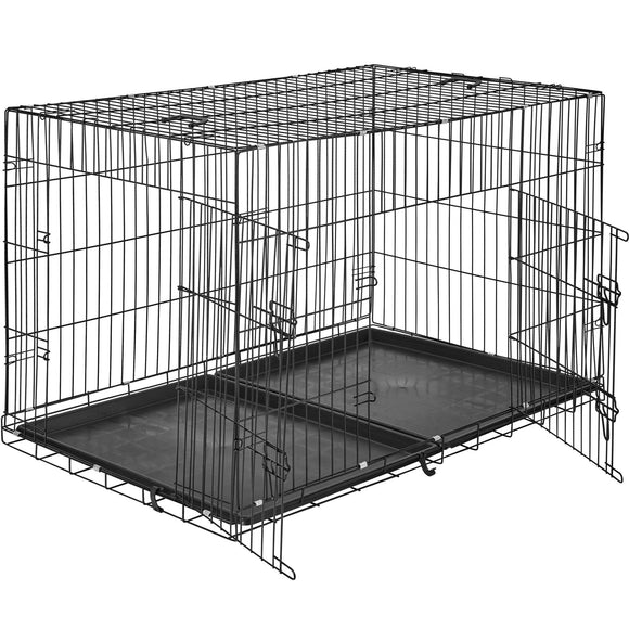Cage pliable double pour chiens en acier 122 x 76cm