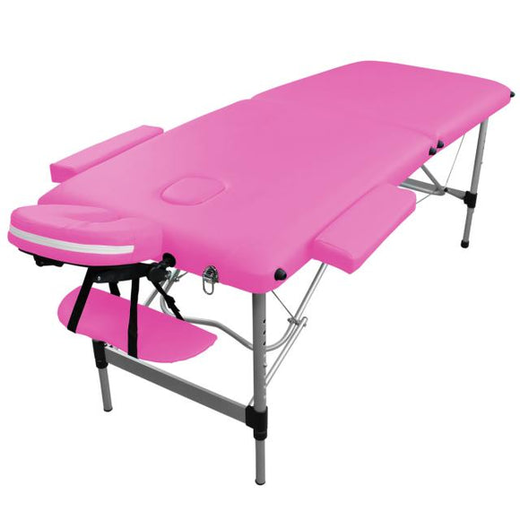Table pliante de massage rose 2 zones en aluminium