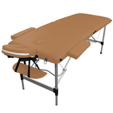 Table pliante de massage marron clair 2 zones en aluminium