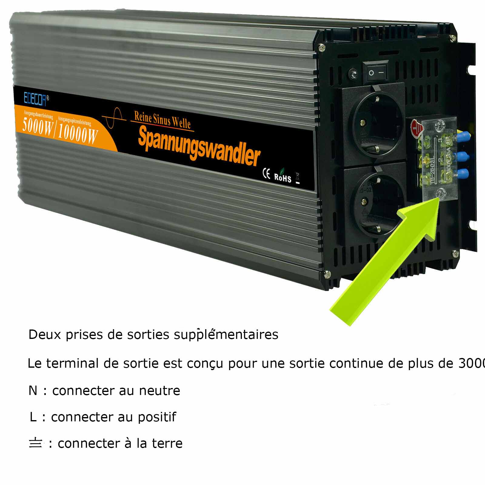 Convertisseur pur sinus 24V/220V 1200W/2400W