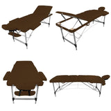 Table pliante de massage marron foncé 3 zones en aluminium