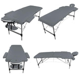 Table pliante de massage grise 2 zones en aluminium