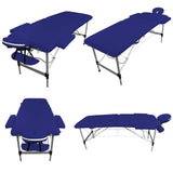 Table pliante de massage bleu azur 2 zones en aluminium