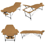 Table pliante de massage marron clair 3 zones en aluminium