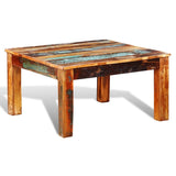 Table basse ancienne en bois 80x80 multicolore