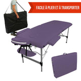 Table pliante de massage violette 2 zones en aluminium