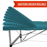 Table pliante de massage bleu turquoise 3 zones en aluminium