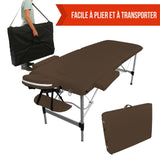 Table pliante de massage marron foncé 2 zones en aluminium