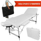 Table pliante de massage blanche 3 zones en aluminium